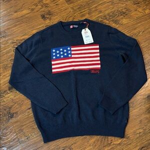 CHAPS American Flag Sweater NWT $60 color is “blue denim” men’s Large L 4th July